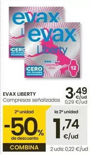Oferta de Evax - Liberty/ Compresas Senalizadas por 3,49€ en Eroski