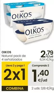 Oferta de OIKOS - Natural Pack De 4 Senalizados por 2,79€ en Eroski