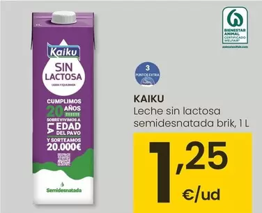 Oferta de Kaiku - Leche Sin Lactosa Semidesnatada Brik por 1,25€ en Eroski