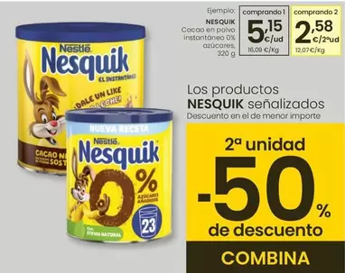 Oferta de Nesquik - Cacao En Polvo Instantáneo 0% Azúcares por 5,15€ en Eroski