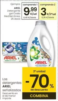 Oferta de Ariel - Detergente Gel Costa Mediterránea por 9,99€ en Eroski