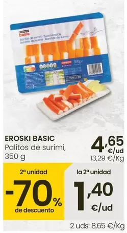 Oferta de Eroski Basic - Palitos De Surimi por 4,65€ en Eroski