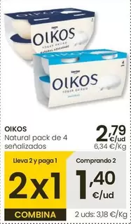 Oferta de Danone - Oikos/ Natural Pack De 4 Senalizados por 2,79€ en Eroski