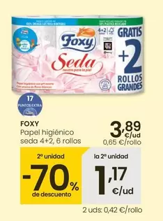 Oferta de Foxy - Papel Higienico Seda 4+2 por 3,89€ en Eroski