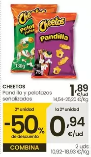 Oferta de Cheetos - Pandilla Y Pelotazos Senalizados por 1,89€ en Eroski