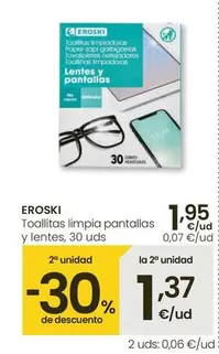 Oferta de Eroski - Toallitas Limpio Pantallas Y Lentes por 1,95€ en Eroski