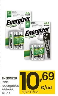 Oferta de Energizer - Pilas Recargables por 10,69€ en Eroski