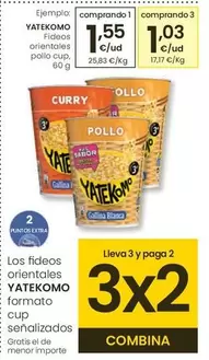 Oferta de Yatekomo - Fideos Orientales Pollo Cap por 1,55€ en Eroski