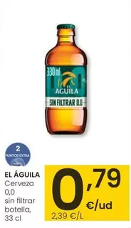 Oferta de El Águila - Cerveza 0,0 Sin Filtrar  por 0,79€ en Eroski