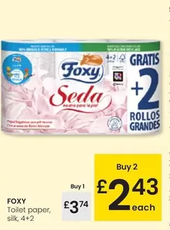 Oferta de Foxy - Toilet Paper Silk por 3,74€ en Eroski