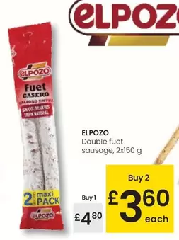 Oferta de Elpozo - Double Fuet Sausage por 4,8€ en Eroski