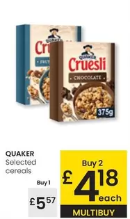 Oferta de Quaker - Selected Cereales por 5,57€ en Eroski