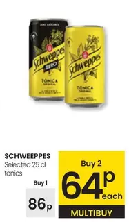 Oferta de Schweppes - Selected 25 Cl Tonics por 0,86€ en Eroski