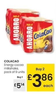 Oferta de Cola Cao - Energy Cocoa Milkshake por 5,14€ en Eroski