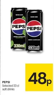 Oferta de Pepsi - Selected 33 Cl Soft Drinks por 0,48€ en Eroski