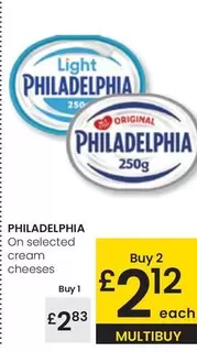 Oferta de Philadelphia - On Selected Cream Cheese por 2,83€ en Eroski