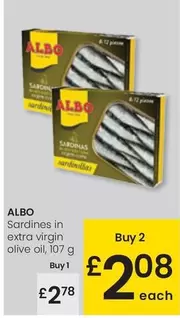 Oferta de Albo - Sardines In Extra Virgin Olive Oil por 2,78€ en Eroski