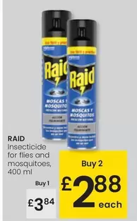Oferta de Raid - Insecticide For Flies And Mosquitoes por 3,84€ en Eroski