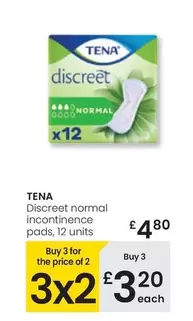Oferta de Tena - Discreet Normal Incontinence Pads por 4,8€ en Eroski