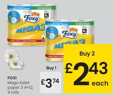 Oferta de Foxy - Mega Toilet Paper 3 por 3,74€ en Eroski