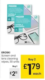 Oferta de Eroski - Screen And Lens Cleaning Wipes por 2,11€ en Eroski