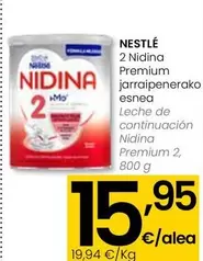 Oferta de Nestlé - Leche De Continuacion Nidina Premium 2 por 15,95€ en Eroski