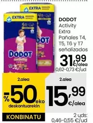 Oferta de Dodot - Activity Extra Panales T4, T5, T6 Y T7 por 31,99€ en Eroski