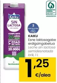 Oferta de Kaiku - Leche Sin Lactosa Semidesnatada por 1,25€ en Eroski