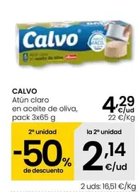 Oferta de Calvo - Atún Claro En Aceite De Oliva por 4,29€ en Eroski