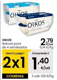 Oferta de OIKOS - Natural Pack De 4 Senalizados por 2,79€ en Eroski