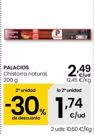 Oferta de Palacios - Chistorra Natural por 2,49€ en Eroski