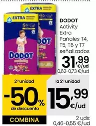 Oferta de Dodot - Activity Extra Panales T4, T5, T6 Y T7 por 31,99€ en Eroski