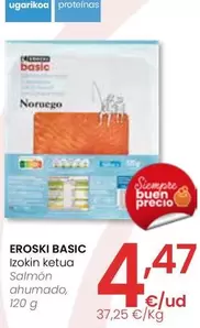Oferta de Eroski Basic - Salmon Ahumado por 4,47€ en Eroski