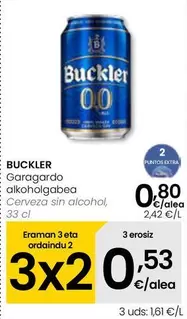 Oferta de Buckler - Cerveza Sin Alcohol por 0,8€ en Eroski