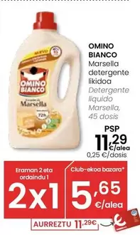 Oferta de Omino Bianco - Detergente Liquido Marsella por 11,29€ en Eroski