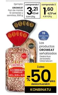 Oferta de Oroweat - Pan De Molde 12 Cereales Y Semillas por 3,21€ en Eroski