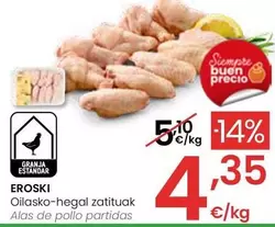 Oferta de Eroski - Alas De Pollo Partidas por 4,35€ en Eroski