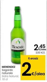Oferta de Menendez - Sidra Natural por 2,45€ en Eroski