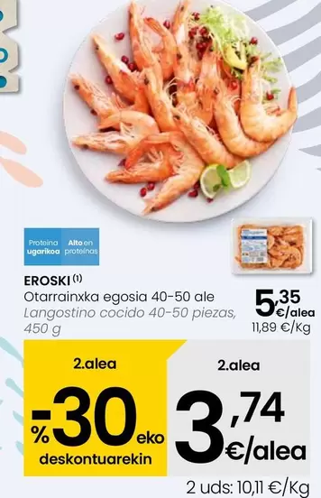 Oferta de Eroski - Langostino Cocido 40-50 Piezas por 5,35€ en Eroski