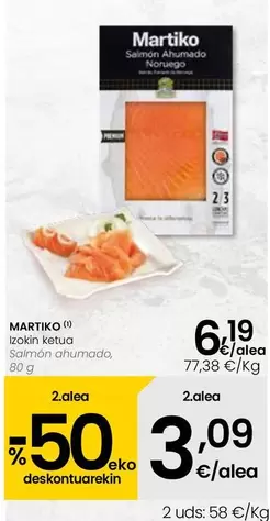 Oferta de Martiko - Salmon Ahumado por 6,19€ en Eroski