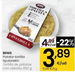 Oferta de Benis - Tortilla De Patatas Con Cebolla por 3,89€ en Eroski