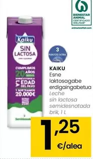 Oferta de Kaiku - Leche Sin Lactosa Semidesnatada por 1,25€ en Eroski