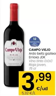 Oferta de Campo Viejo - Vino Tinto D.O.C Rioja Joven por 3,99€ en Eroski