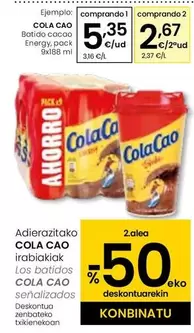 Oferta de Cola Cao - Batido Cacao Energy, Pack 9x por 5,35€ en Eroski