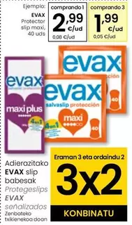 Oferta de Evax - Protector Slip Maxi por 2,99€ en Eroski