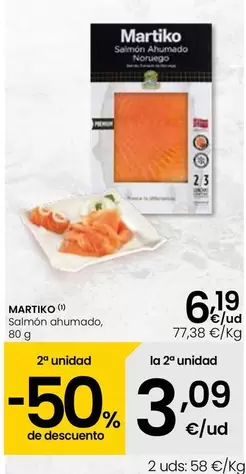 Oferta de Martiko - Salmon Ahumado por 6,19€ en Eroski