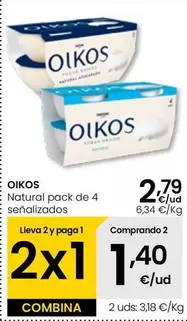 Oferta de OIKOS - Natural Pack De 4 Senalizados por 2,79€ en Eroski