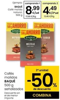 Oferta de Baqué - Cafe Molido Natural por 8,99€ en Eroski