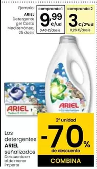Oferta de Ariel - Detergente Gel Costa Mediterránea por 9,99€ en Eroski