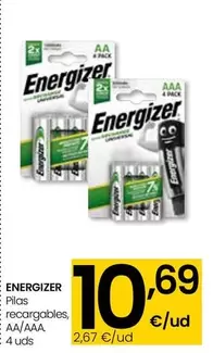 Oferta de Energizer - Pilas Recargables por 10,69€ en Eroski